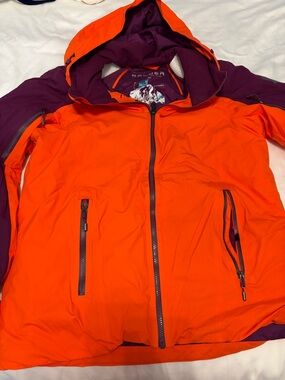 Spyder Orange and Purple Hooded Ski Jacket